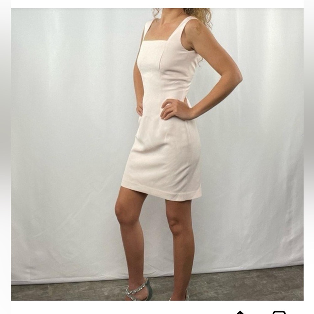 Andrea Polizzi for Rex Lester Cream Body Hugging Cocktail Dress 90’s Size 6